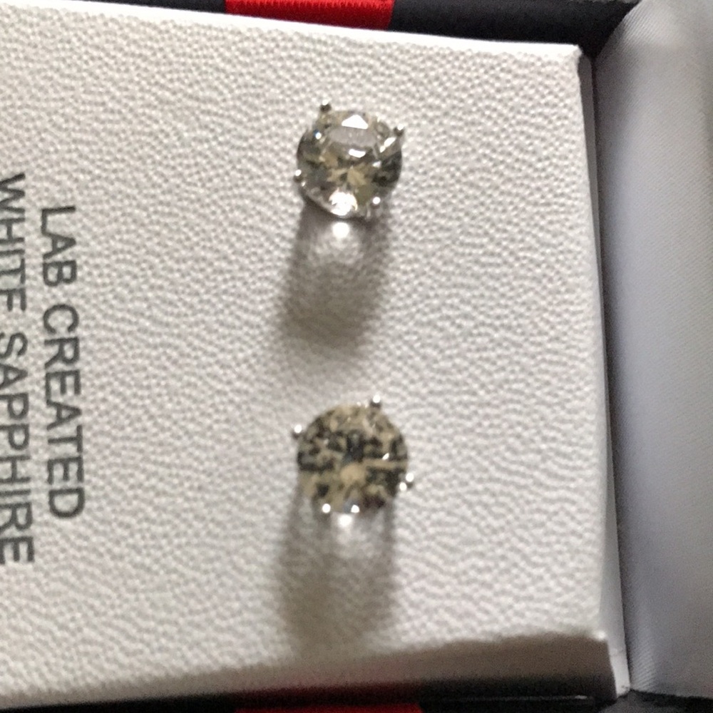 NWT White Sapphire/Sterling Silver Studs - Picture 2 of 7